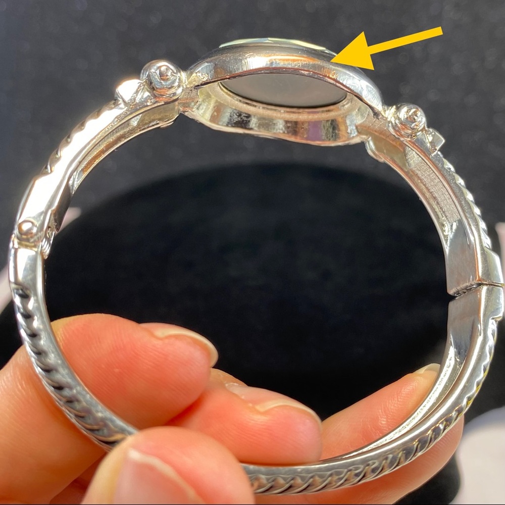 Vintage Elegant Statement Bracelet, Silver tone with Mirror - Picture 14 of 17
